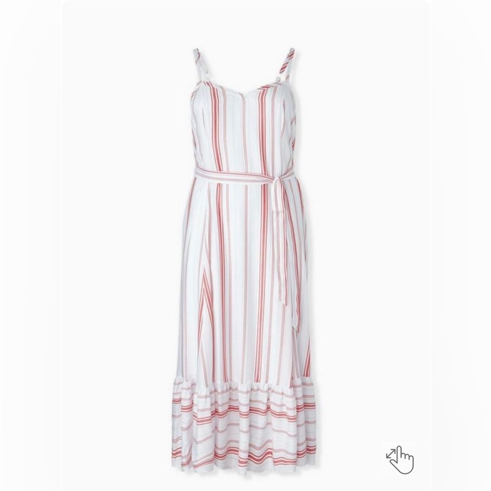 EUC Torrid Size 2 red & white stripe shirred hem maxi dress